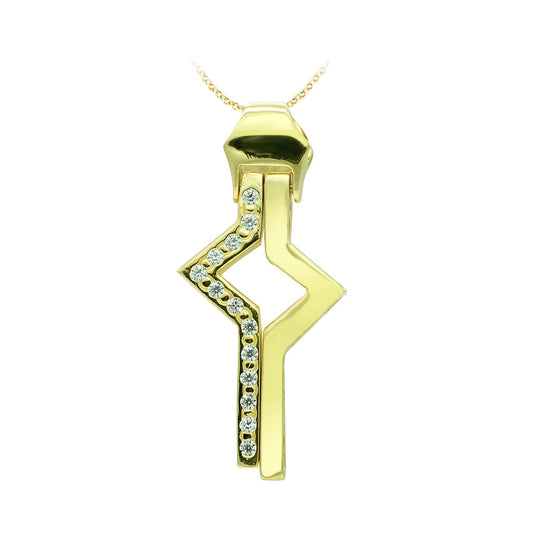 18K Cruz Oro Amarillo Circonita 31X14 Mm