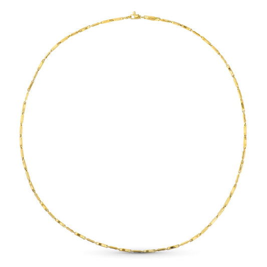 18K Cadena Oro Amarillo Tramos Hueca 60Cm 2.5 Mm
