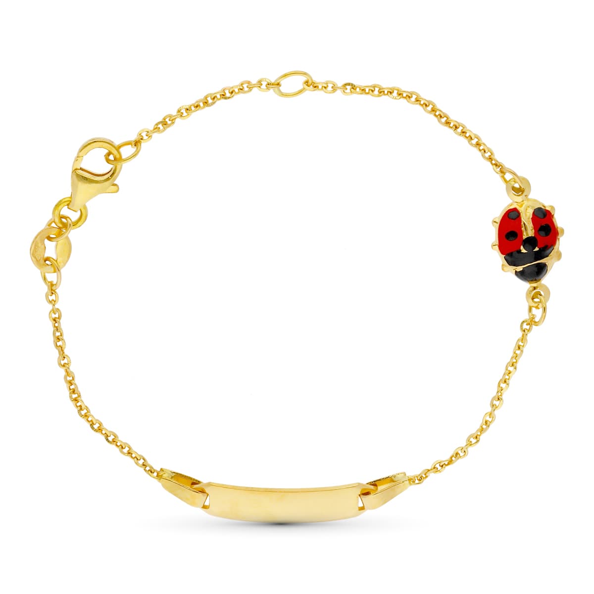18K Pulsera Esclava Oro Amarillo Mariquita 16Cm