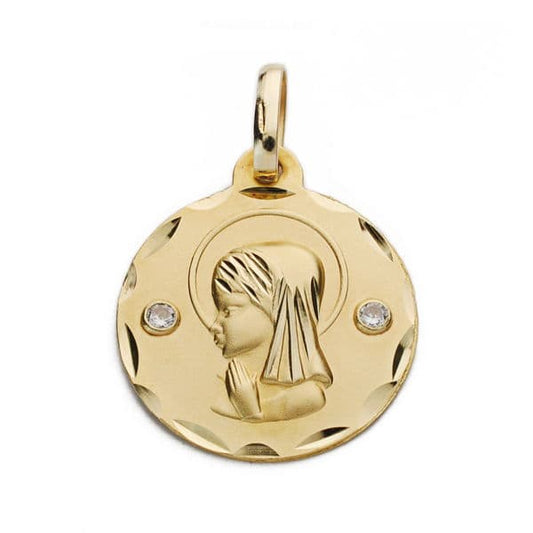 18K Medalla Oro Amarillo Virgen Niña 18 Mm