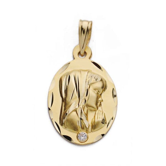 18K Medalla Oro Amarillo Virgen Niña 22X14 Mm