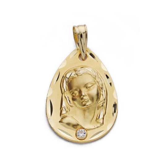 18K Medalla Oro Amarillo Virgen Niña 22X14 Mm