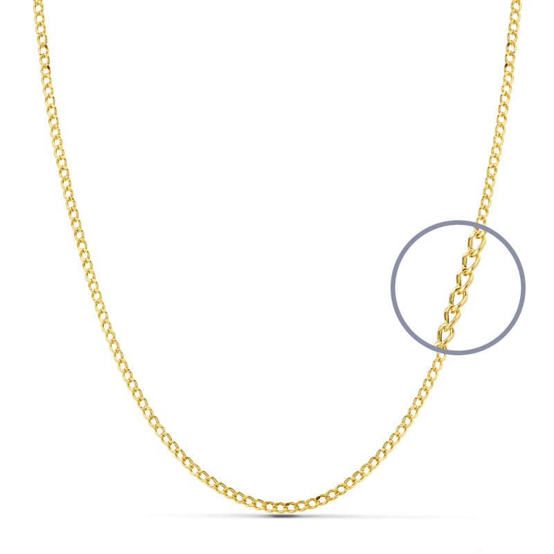 18K Cadena Oro Amarillo Barbada Hueca 50X1.