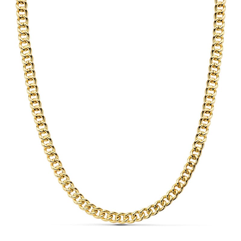 18K Cadena Oro Amarillo Barbada Hueca 50Cm 5.5 Mm