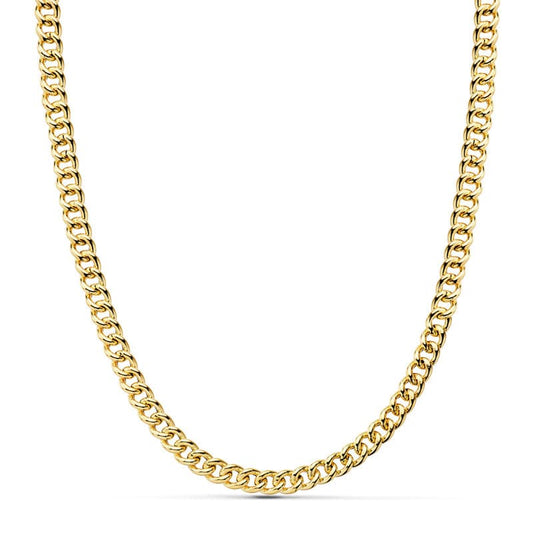 18K Cadena Oro Amarillo Barbada Hueca 50Cm 5.5 Mm