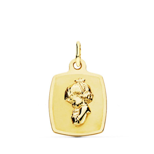 18K Medalla Oro Amarillo Virgen Niña 19X13 Mm