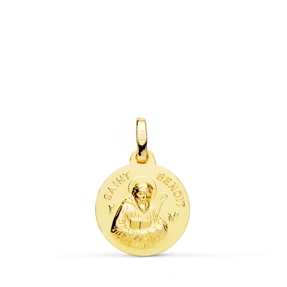 9K Medalla Oro Amarillo Saint Benoit 14 Mm