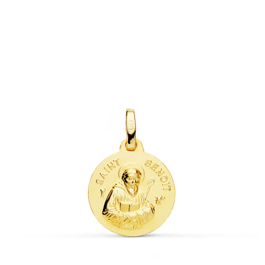 9K Medalla Oro Amarillo Saint Benoit 14 Mm