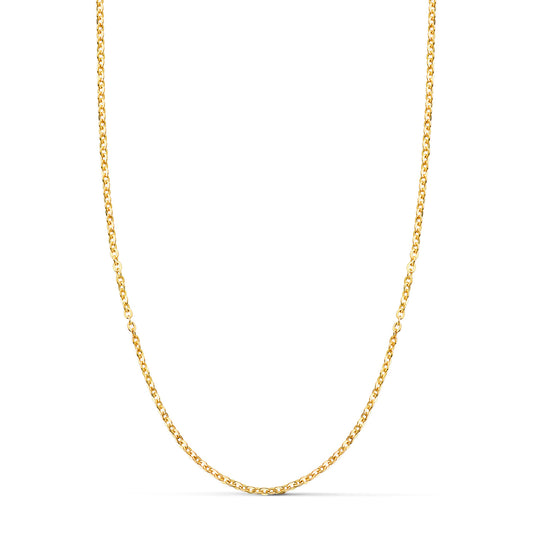 18K Cadena Oro Amarillo Hueca Forzada. Ancho: 1,2 Mm. Largo: 45 Cm
