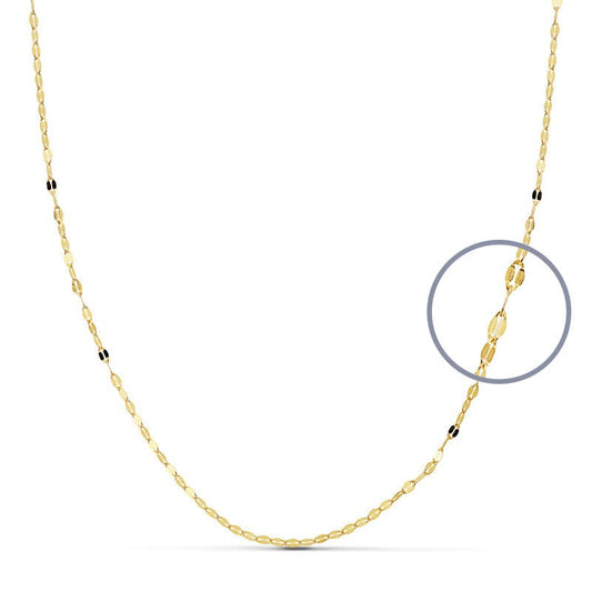 18K Cadena Oro Amarillo Maciza Diamantada 50Cm 1 Mm