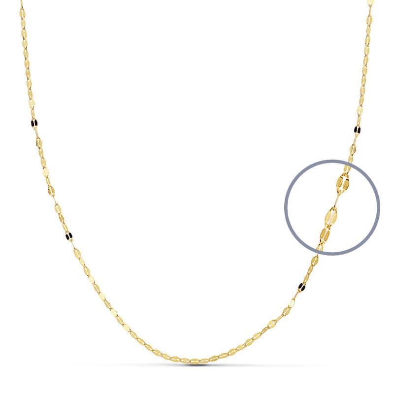 18K Cadena Oro Amarillo Maciza Diamantada 40Cm 1 Mm