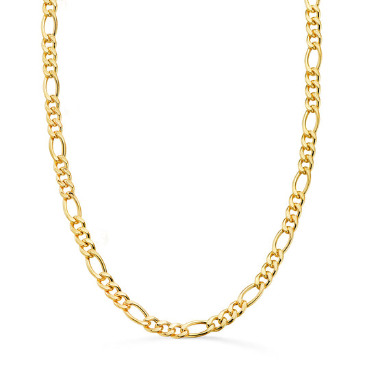 18K Cadena Oro Amarillo Hueca Eslabon Tipo Cartier Ancho 5.5 Mm Largo 60Cm