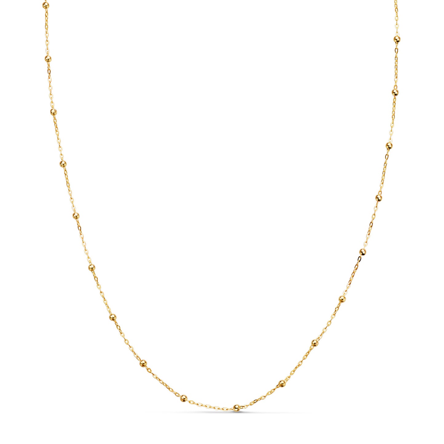 18K Cadena Oro Amarillo Forzada Con Bolas De 2 Mm. Ancho: 0,5 Mm Largo: 40Cm