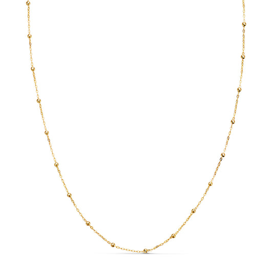 18K Cadena Oro Amarillo Forzada Con Bolas De 2 Mm. Ancho: 0,5 Mm Largo: 45Cm