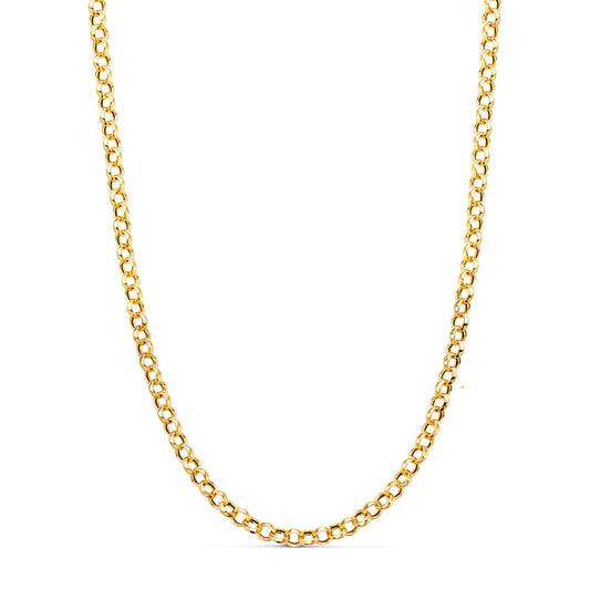 18K Cadena Oro Amarillo Rolo Hueco Ancho: 3 Mm. Largo: 50Cm Cierre Reasa