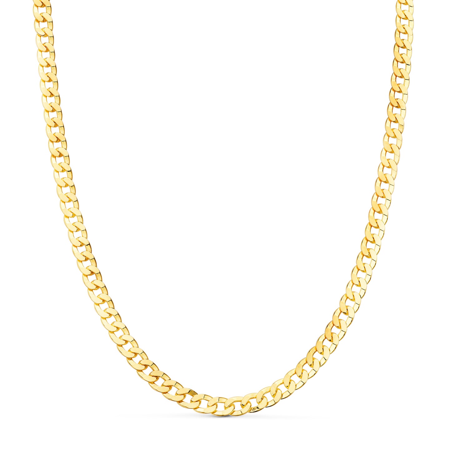 18K Cadena Oro Amarillo Barbada Hueca Largo 60Cm Ancho 5.3 Mm
