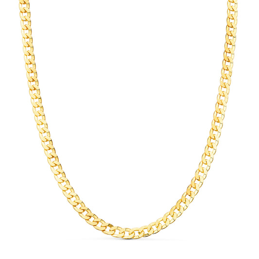 18K Cadena Oro Amarillo Barbada Hueca Largo 60Cm Ancho 5.3 Mm