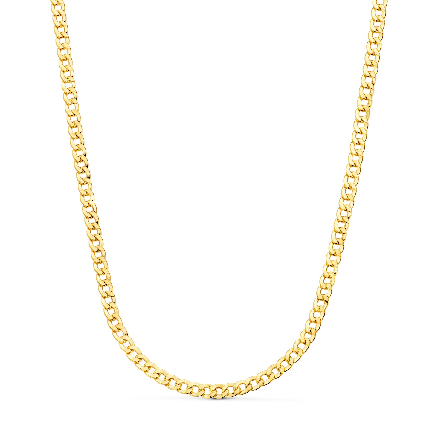 18K Cadena Oro Amarillo Barbada Hueca Largo 60Cm Ancho 4.7Mm