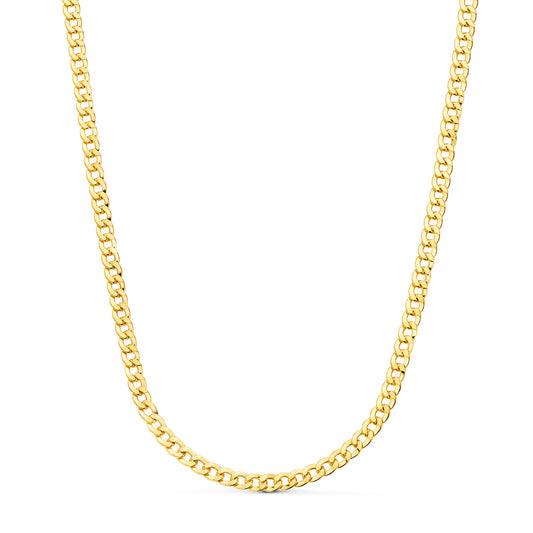 18K Cadena Oro Amarillo Barbada Hueca Largo 60Cm Ancho 4.7Mm