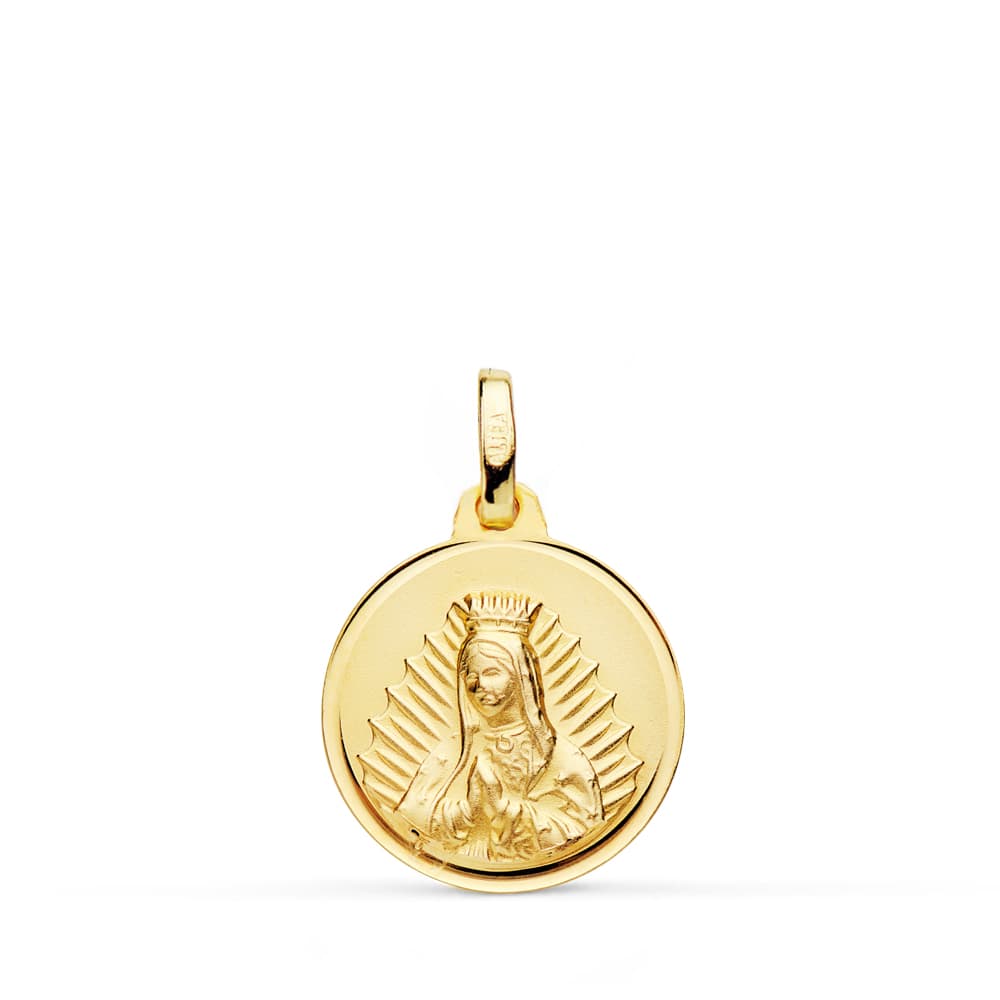 18K MEDALLA ORO AMARILLO VIRGEN GUADALUPE BISEL 16 MM