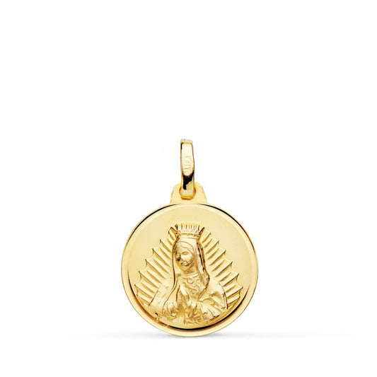 18K MEDALLA ORO AMARILLO VIRGEN GUADALUPE BISEL 16 MM