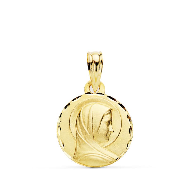 9K Medalla Oro Amarillo Maria Francesa 14 Mm