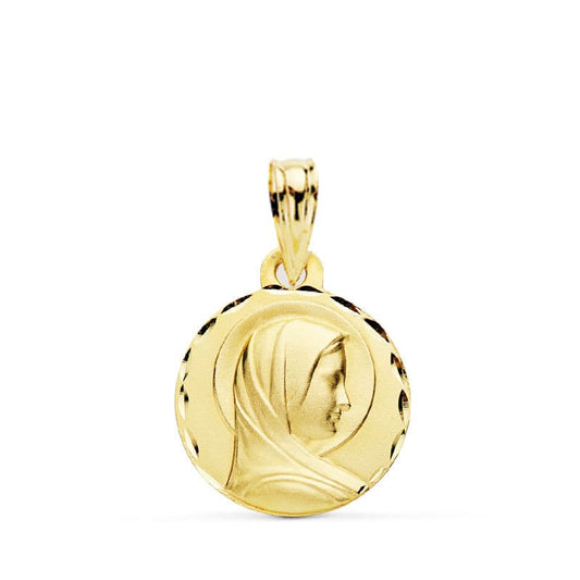 9K Medalla Oro Amarillo Maria Francesa 14 Mm