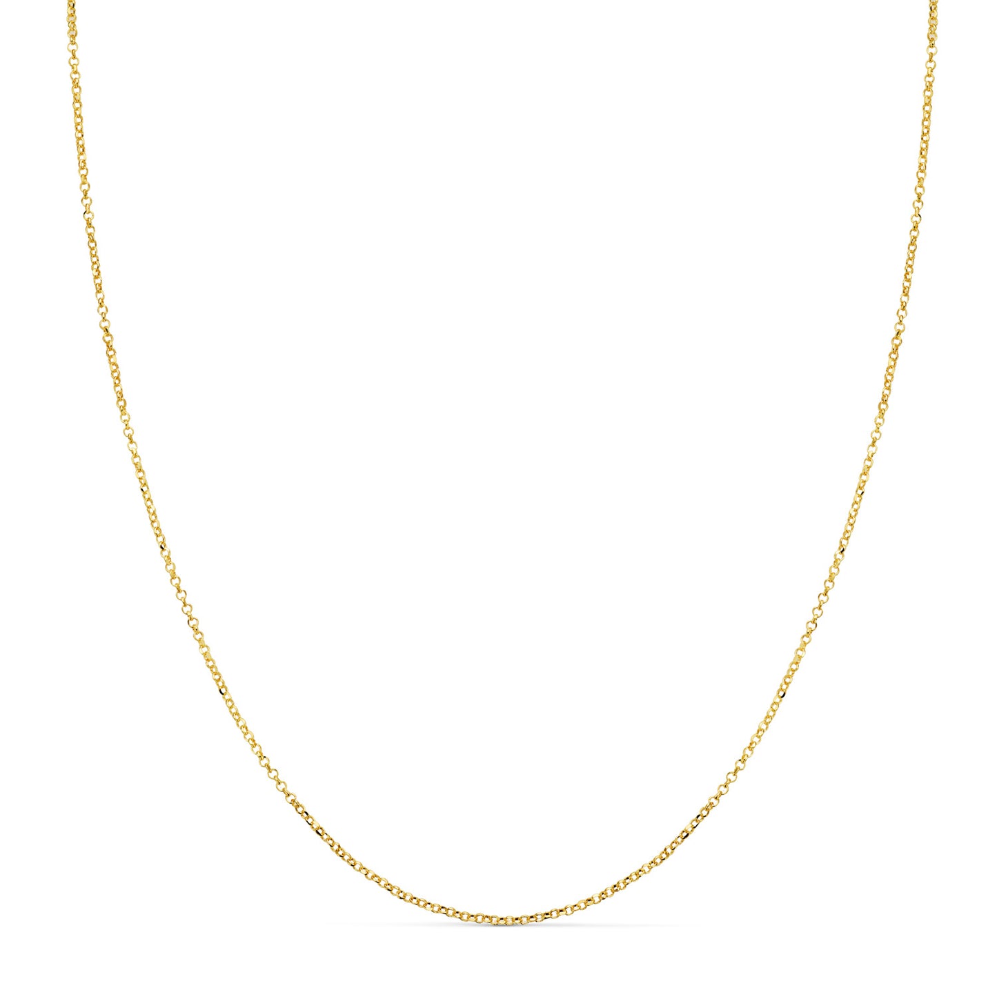 18K Cadena Oro Amarillo Rolo Hueca Diamantada Ancho: 1Mm. Largo: 40Cm