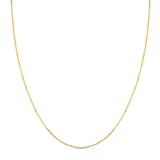 18K Cadena Oro Amarillo Rolo Hueca Diamantada Ancho: 1Mm. Largo: 40Cm