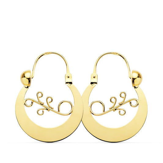 9K Pendientes Aro Criollas Oro Amarillo Canaria 24X20 Mm Cierre Gancho