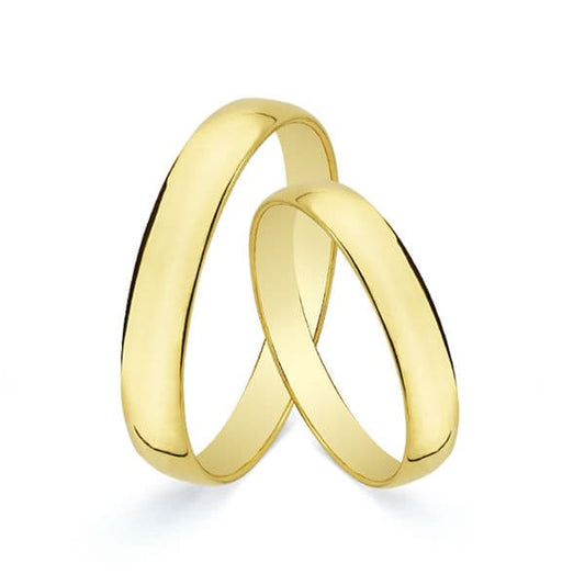 18K Alianza Oro Amarillo Lisa Brillo. Ancho: 3 Mm
