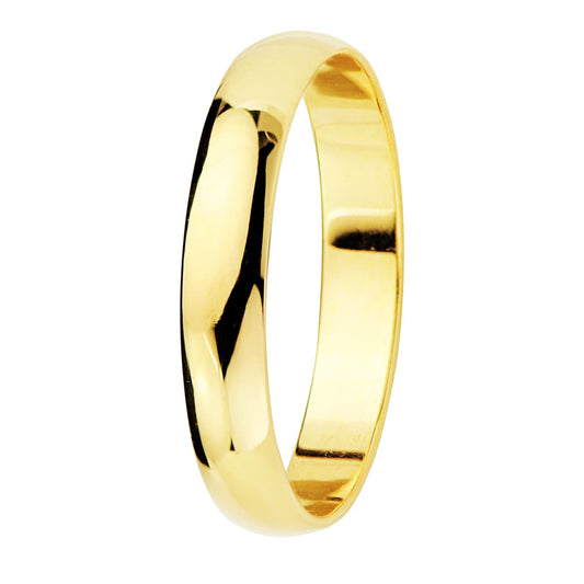 18K Alianza Oro Amarillo Lisa Brillo. Ancho: 3,5 Mm