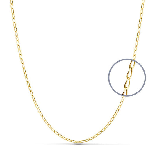 18K Cadena Oro Amarillo Maciza Bilbao 40Cm 1.5 Mm