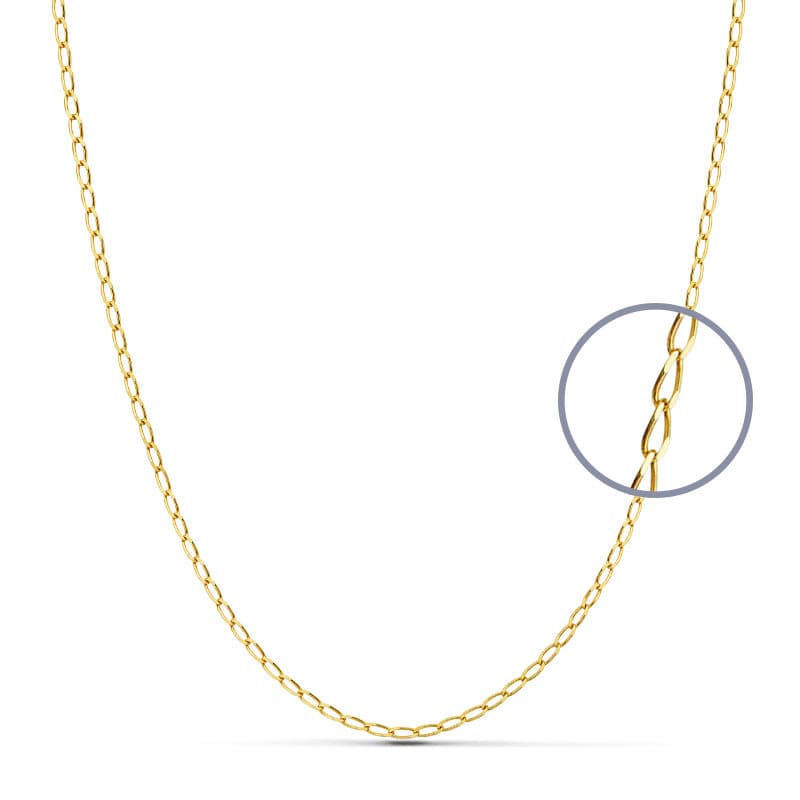 18K Cadena Oro Amarillo Maciza Bilbao 45Cm 1.2 Mm