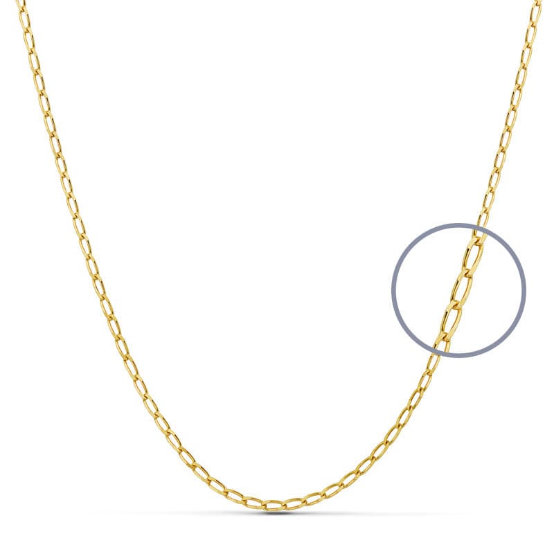 18K Cadena Oro Amarillo Maciza Bilbao 40Cm 1.7 Mm