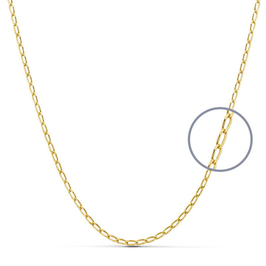 18K Cadena Oro Amarillo Maciza Bilbao 40Cm 1.7 Mm