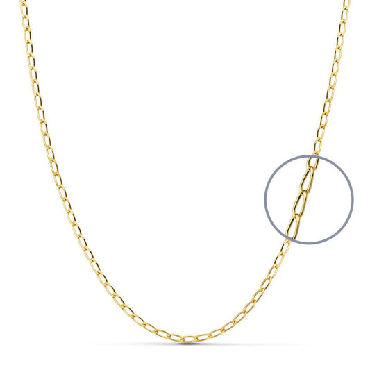 18K Cadena Oro Amarillo Maciza Bilbao 50Cm 2 Mm