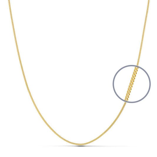 18K Cadena Oro Amarillo Maciza Barbada 40Cm 0.8 Mm