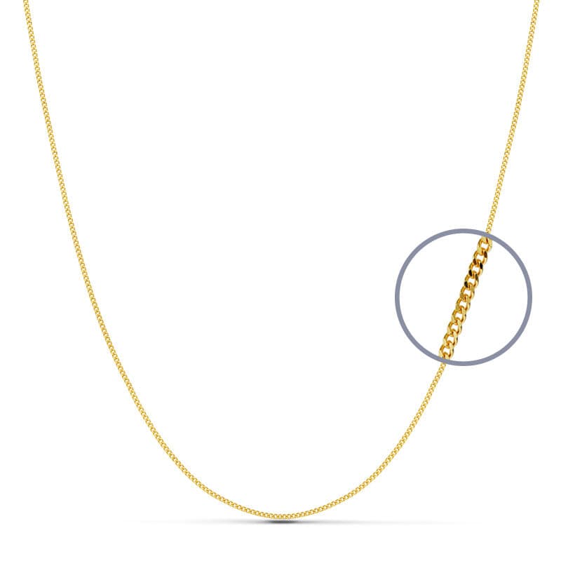 18K Cadena Oro Amarillo Maciza Barbada 60Cm 1 Mm