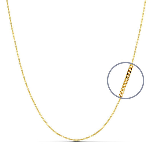 18K Cadena Oro Amarillo Maciza Barbada 60Cm 1 Mm