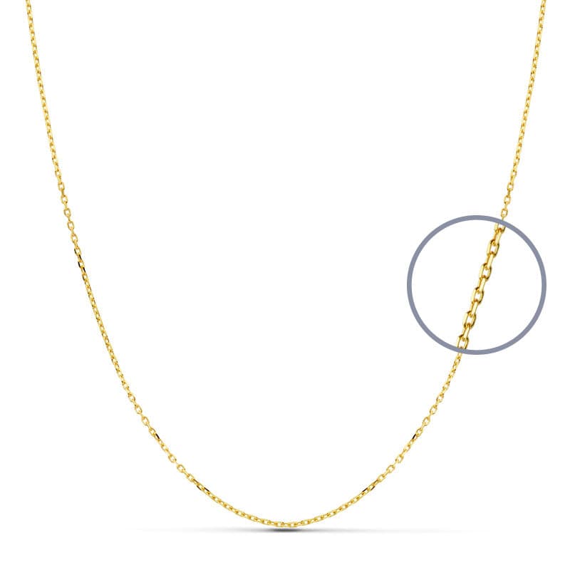 18K Cadena Oro Amarillo Maciza Forzada 45Cm 1 Mm
