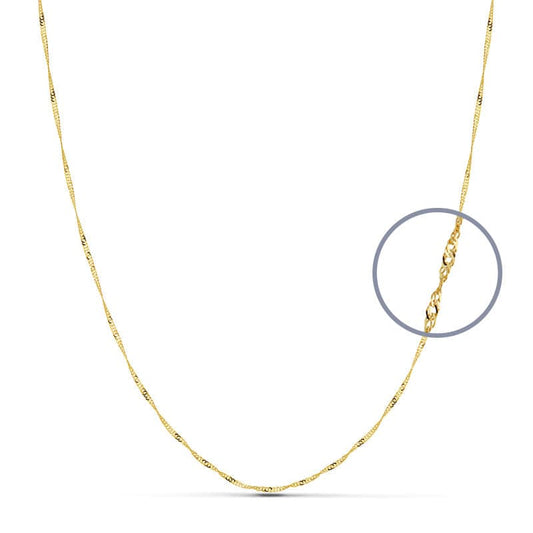 18K Cadena Oro Amarillo Maciza Singapur 40Cm 1 Mm