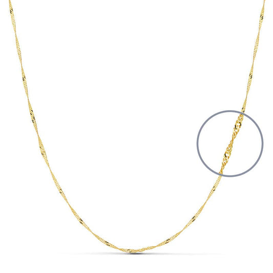 18K Cadena Maciza Oro Amarillo Singapur 40Cm 1.2 Mm