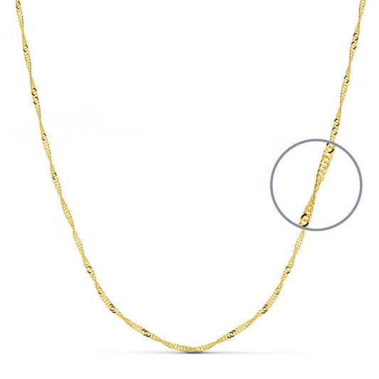 18K Cadena Oro Amarillo Maciza Singapur 45Cm 1.5 Mm