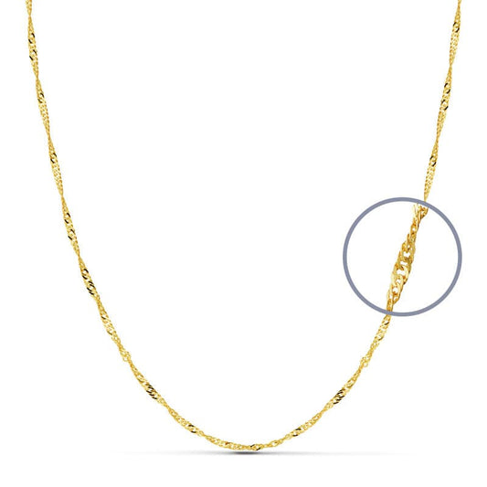 18K Cadena Oro Amarillo Maciza Singapur 40Cm 1.8 Mm