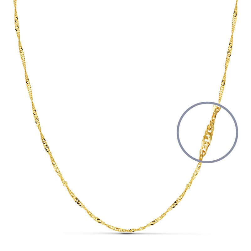 18K Cadena Oro Amarillo Maciza Singapur 45Cm 1.8 Mm