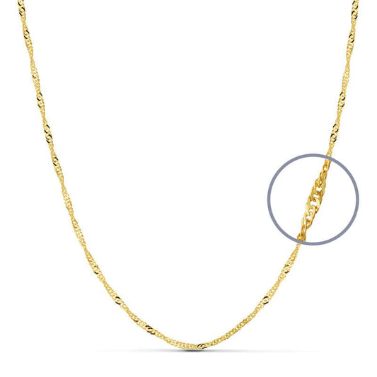 18K Cadena Oro Amarillo Maciza Singapur 40Cm 2 Mm