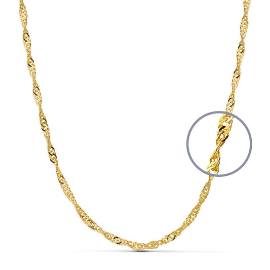 18K Cadena Oro Amarillo Maciza Singapur 60Cm 2.7 Mm