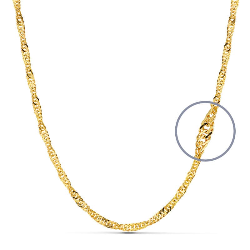 18K Cadena Oro Amarillo Maciza Singapur 60Cm 3 Mm