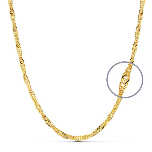 18K Cadena Oro Amarillo Maciza Singapur 60Cm 3 Mm